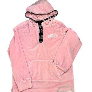 Justice Pink Super Soft Hoodie Zip Up Pullover Sweatshirt Sweater Size 8